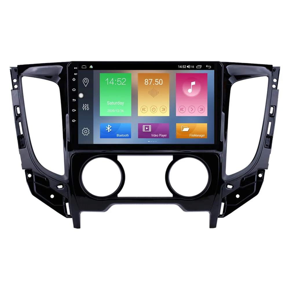 Android 10 Car DVD Radio Player HD Touchscreen GPS Navigationssystem för Mitsubishi Triton2015 (MT) Manuell luftkonditionering