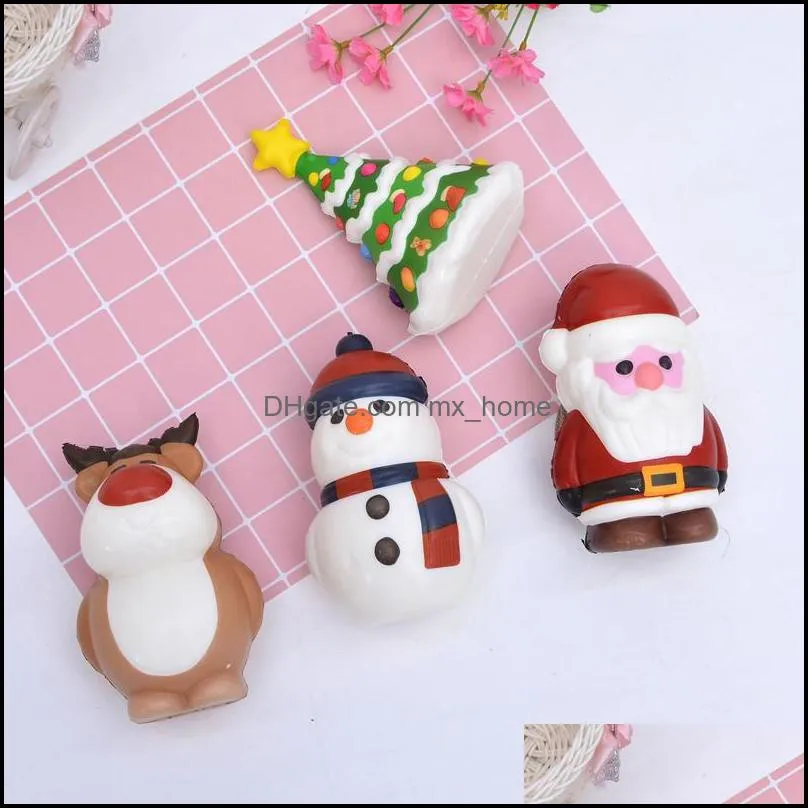 Kawaii Christmas Squishy Toy Santa Claus Snowman Xmas Tree Shaped Slow Rising Cream Scented Stress Relief Toy Novelty Gift Decor DBC