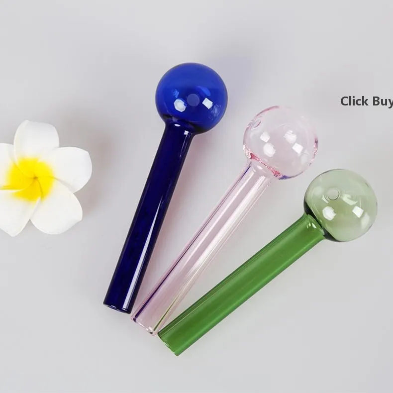 Brûleur à mazout en verre Pyrex Pipe à fumer Dab Rig Pipes à eau de tabac 10 cm Bongs résistant à la chaleur coloré porte-cigarette à main tuyau \