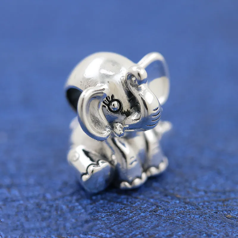 925 Sterling Silver Lovely Ellie Elephant Animal Charm Koralik dla European Pandora Biżuteria Charm Bransoletki