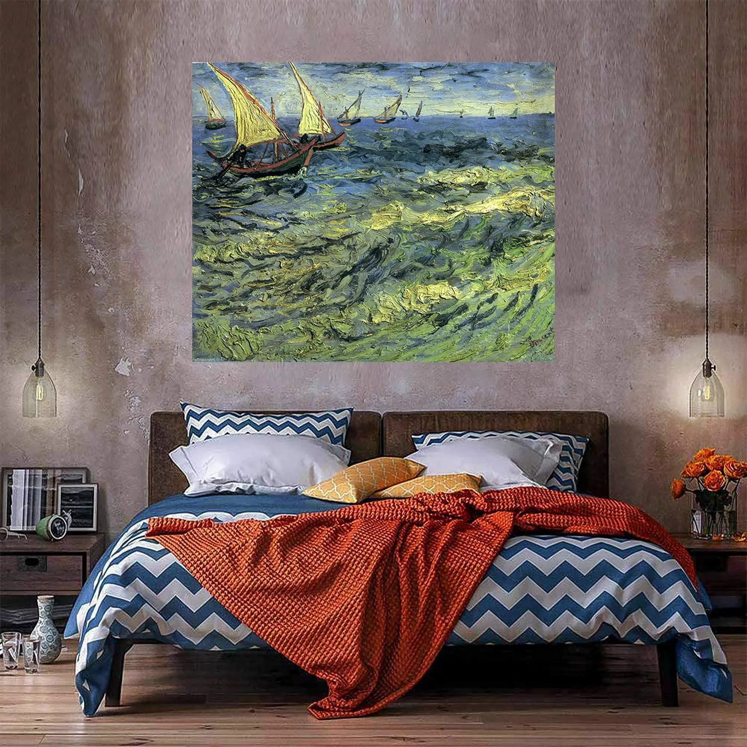 Fischerboote am Meer Home Decor Riesiges Ölgemälde auf Leinwandhandwerk / HD Print Wandkunst-Anpassungsanpassung ist akzeptabel 21051302