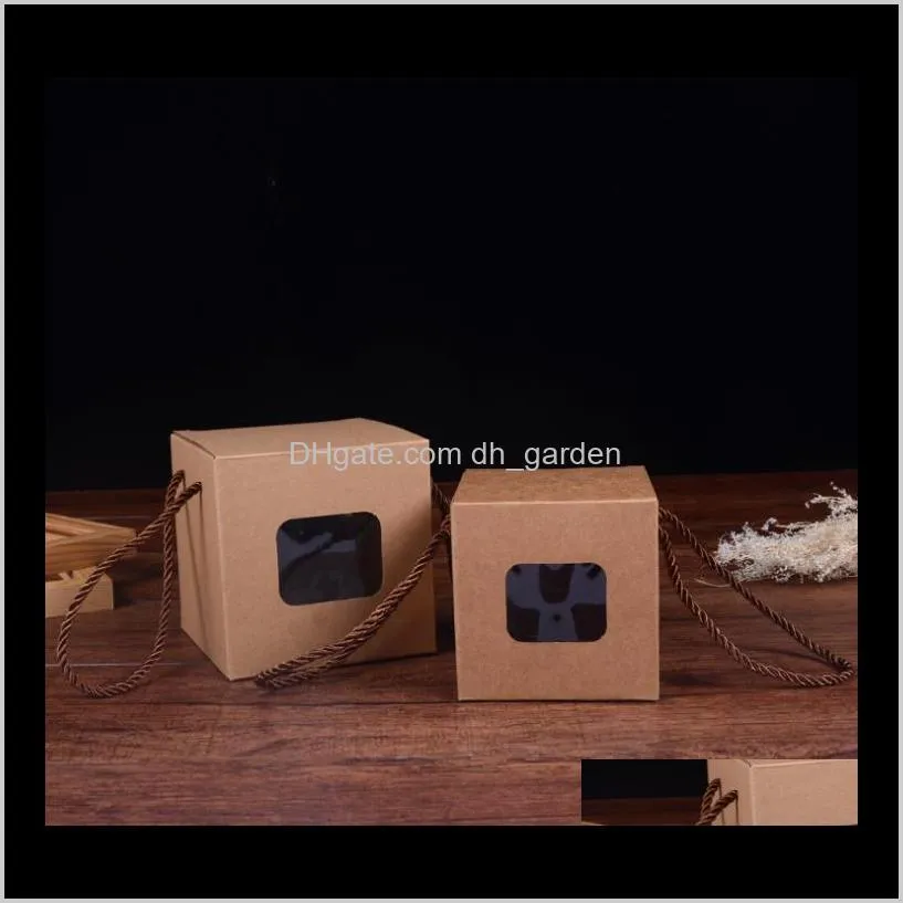 100pcs/lot high quality retro window box kraft paper gift box honey jam tea brown sugar boxes gift boxes sn2323