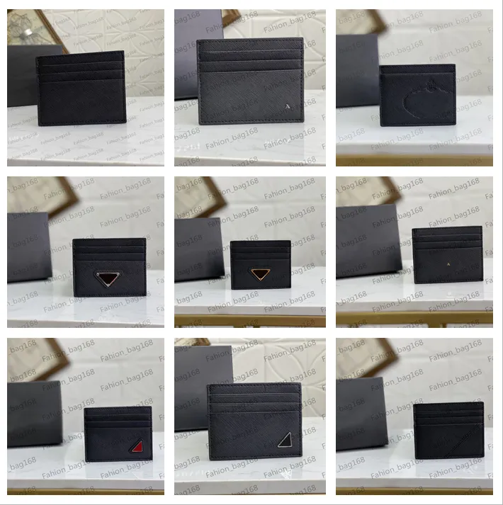 Partihandel designer män mode kvinnor kreditkortshållare brev mini plånbok ren färg svart hårt läder