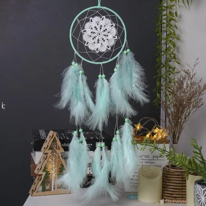 حلم الصيادين مع ريشة الحرف اليدوية dreamcatchers ل boho الجدار شنقا الديكور غرفة نوم الديكور مهرجان الحاضر RRA11790