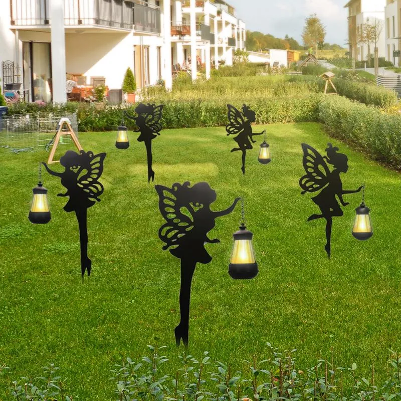 Gräsmattor LED Flower Fairy Solar Powered Light Outdoor Garden Stakes Street Jul Decoration Lamp