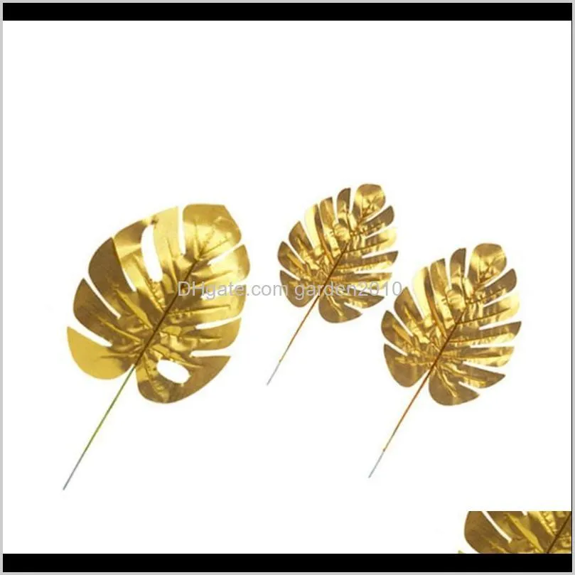 12pcs simulation golden monstera artificial decorative leaves for home wedding party decoration (size + size + size l, 4 for