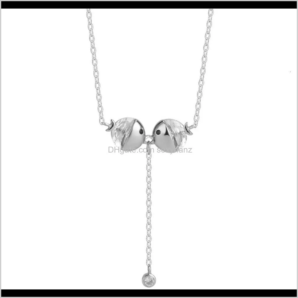 s925 silver pendant kiss fish necklace female korean version personality creativity simple temperament versatile clavicle chain