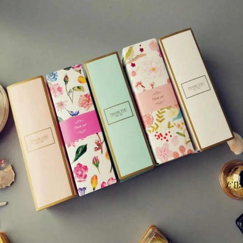 Boîte-cadeau Long Macaron imprimé floral boîte à gâteau de lune Carton emballage présent pour biscuit faveurs de mariage boîte à bonbonsRRF14074
