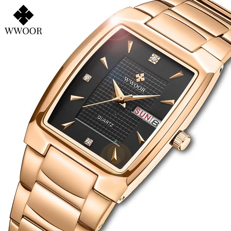 Wristwatches Wwoor 2021 Square Watch Women Fashion Designer Gevena Clock Clock Luxury Rose Gold Ladies Dress Montre Femme