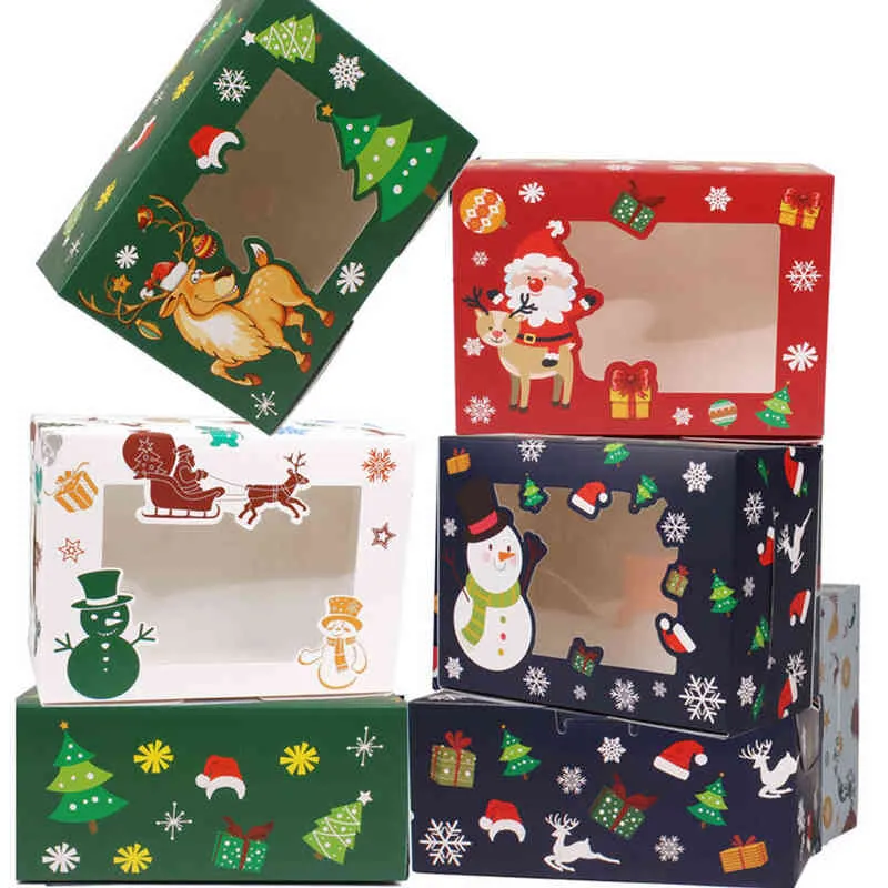 الحلوى هدية مربع 12 قطع عيد الميلاد كوكي مربع كرافت ورقة الحلوى هدية صناديق أكياس الغذاء تغليف مربع حزب عيد الميلاد الاطفال هدية جديد نعم H1231