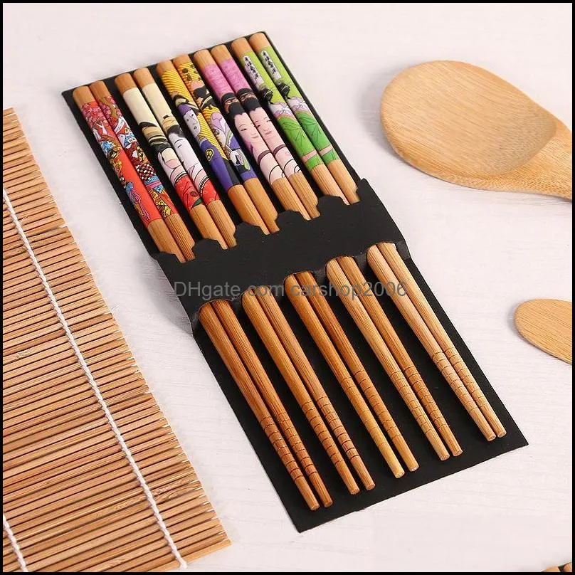Sushi Making Tools Bamboo Sushi Kit Including 2 Rolling Mats 1 Paddle 1 Spreader 5 Pairs Chopsticks HWD9497