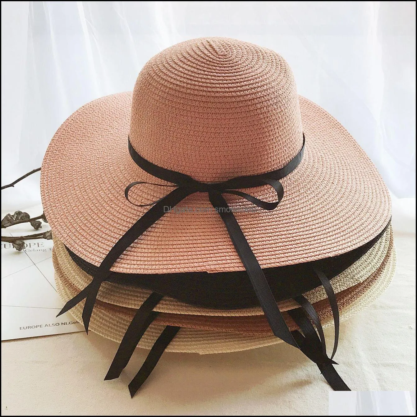 Summer Girls Princess Hats Home Children`s Beach Kids Hollowed-out Sunhats Baby Fashion Straw Hat Bows