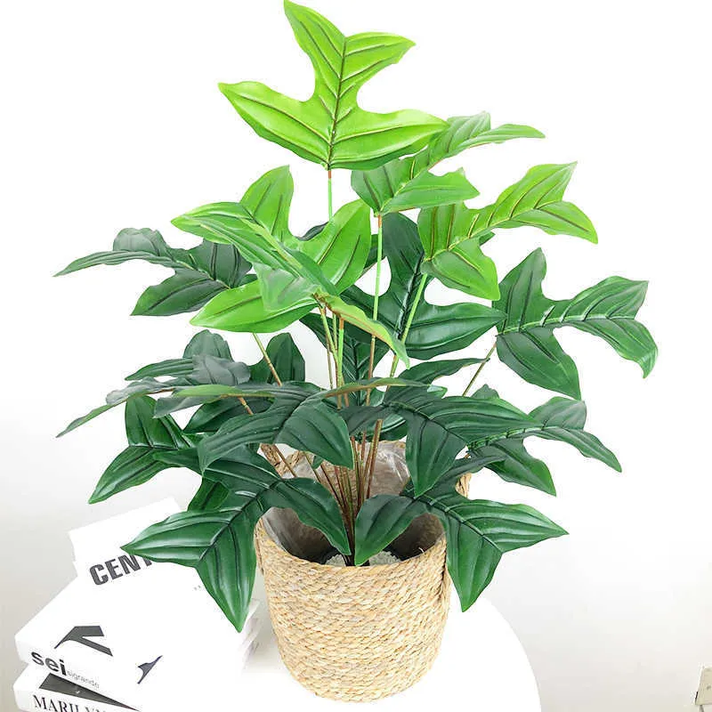 65cm 열대성 몬스터 큰 인공 식물 가짜 야자수 녹색 플라스틱 leafs 18 머리 코코넛 나뭇 가지 가정 장식 210624