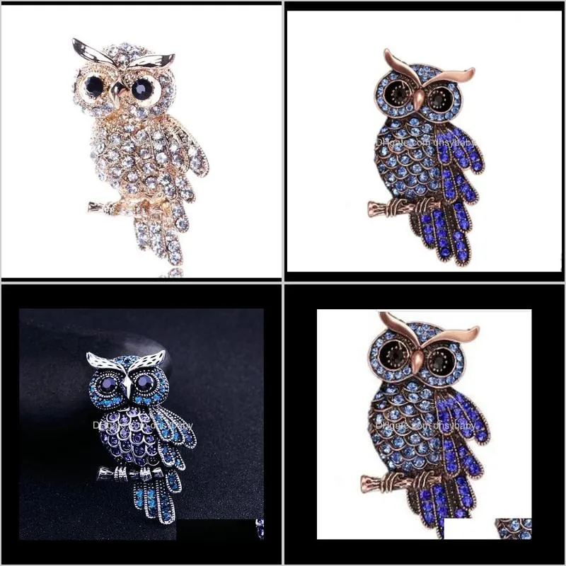 new fashion vision crystal owl pins brooches silver or bronze colors metal 5 colors for choice brooch pin ps2976