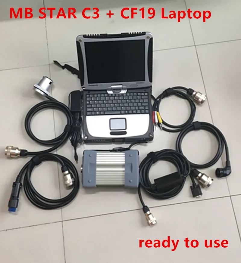 MB Star C3 Multiplexer med HDD Installera bärbar dator CF-19/ D630 PC SD Connect C3 Car Diagnostic Tool Ready to Use