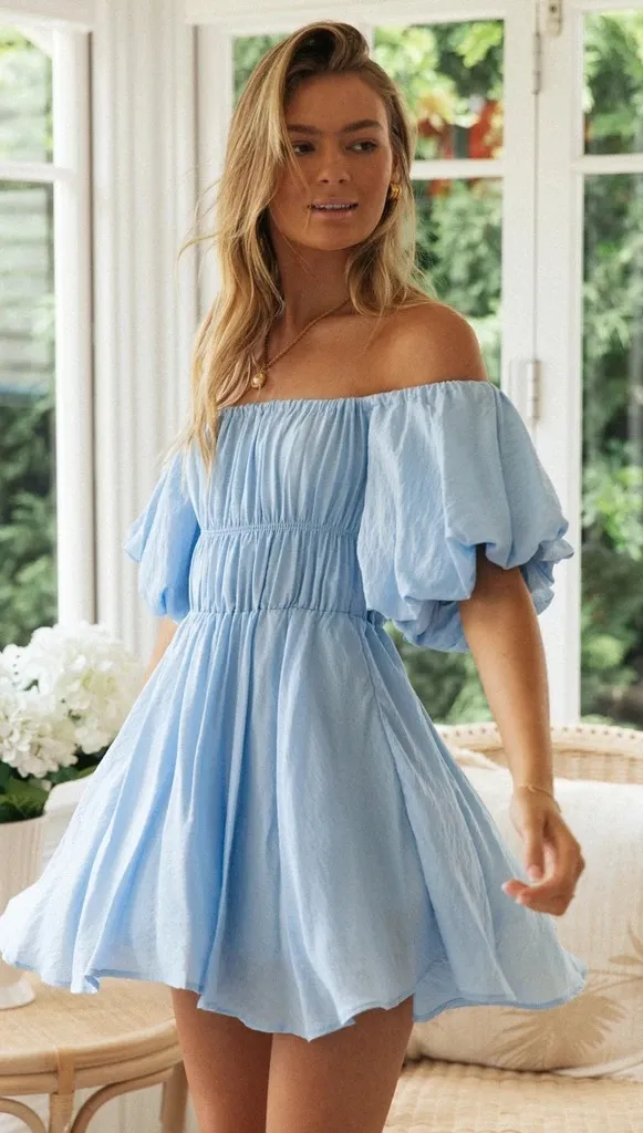 blue pvc dress off shoulder long dress elegant tight long sleeves casual gowns fg7068   formalgowns