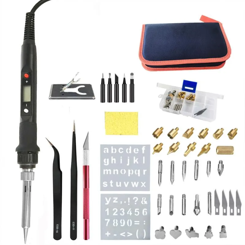Professional Hand Tool Sets 60W/80W Electric Soldering Iron Carving Pyrography Wood Burning Embossing Pen Set Temperature Adjustable