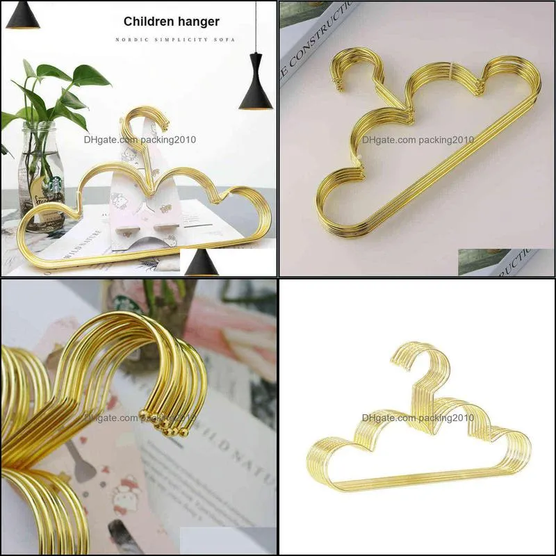 10pcs Clothes Hanger for Baby Kid Gold Non Slip Metal Space Saving Cloud Shape Hanger Clothes Closet Storage Organizer Rack 220115