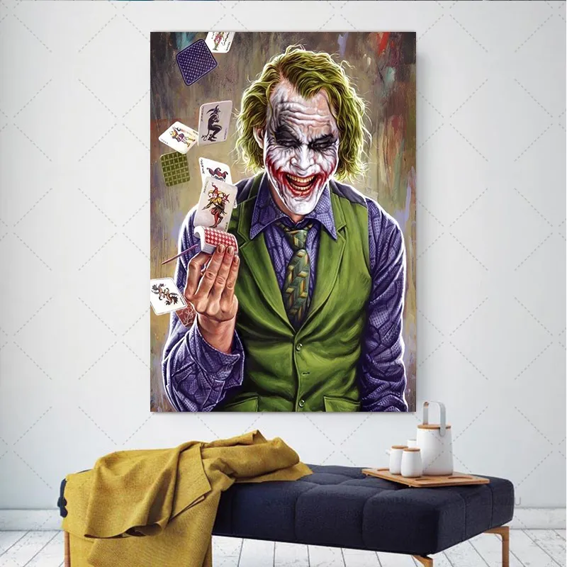 JOKER 油絵アート The Joker Heath Ledger Oil Painting Canvas Acrylic 28x22