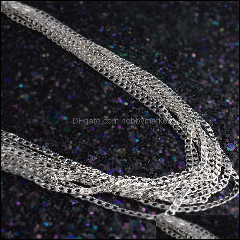 Bulk 2MM 925 sterling silver Side necklace Cuban Link chains For women Mens Jewelry 16 18 20 22 24 26 28 30 inches