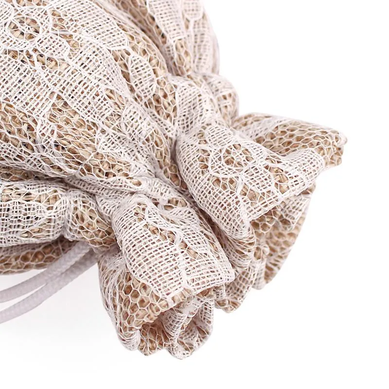 508*10cm Lace Linen Gift Bag Dust-proof Small Jute Pouch Jewelry Ring Necklace Candy Drawstring Bag Bamboo Charcoal Storage Packing