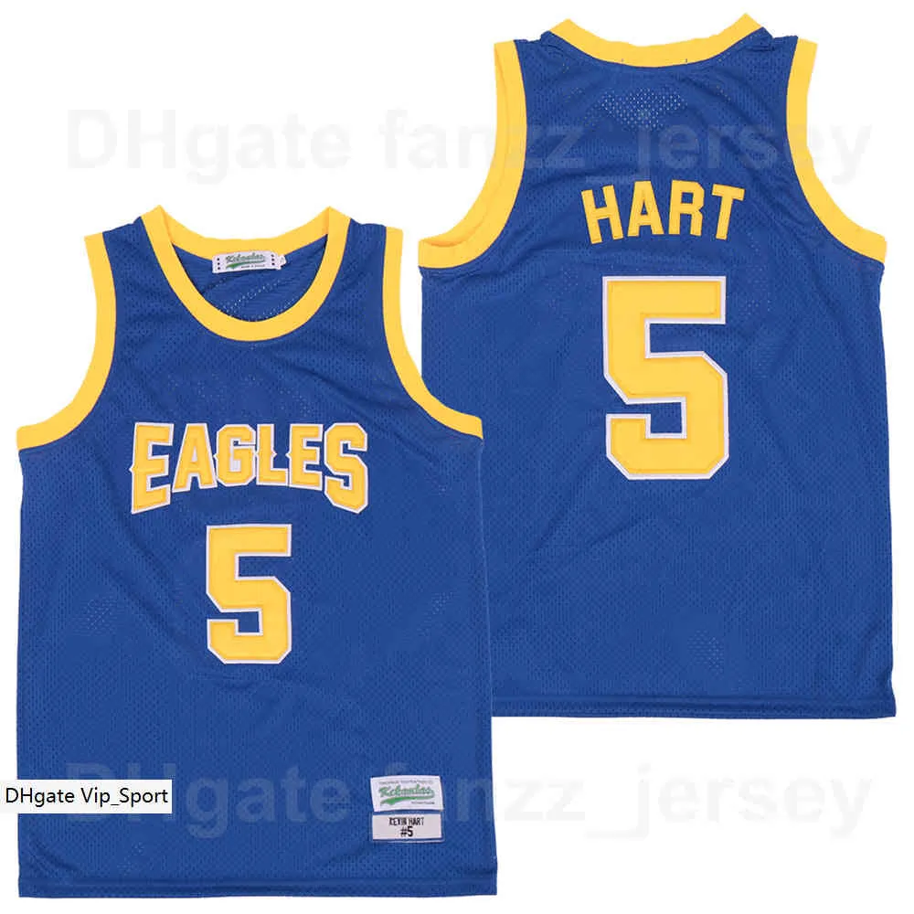 Uomo Temple Owls Eagles College 5 Kevin Hart Jersey Film Pallacanestro Hip Hop Squadra Colore Blu Per gli appassionati di sport Traspirante HipHop Puro cotone Università Alta qualità