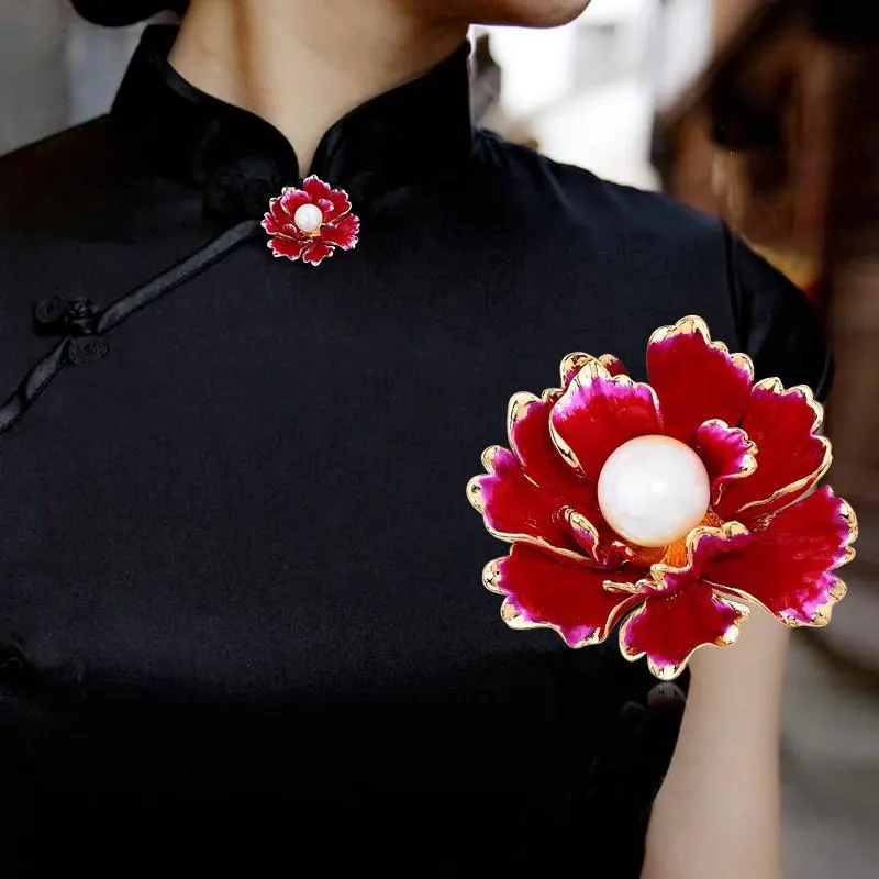 Pins, Brooches Style - Selling High-Grade Gold-Plated Alloy Chinese Ethnic Rich Peony Brooch Noble