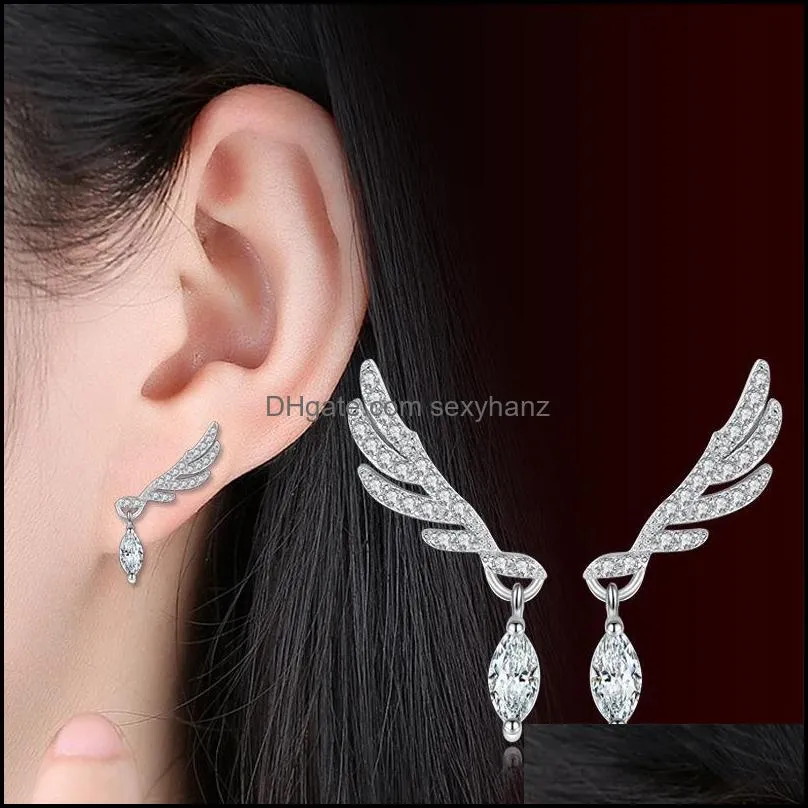 Other Fashionable Horse Eye Angel Wing 925 Sterling Silver Earrings Studs Female Ear Jewelry G26