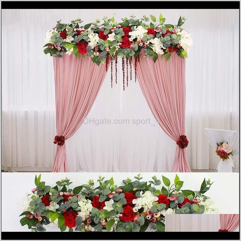 1m greenery plants party wedding arch door window station decor road lead artificial flower row runner diy rose peony hydrangea