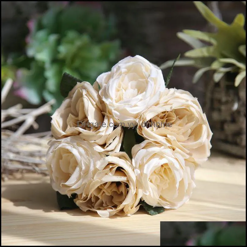 Artificial Rose Flowers Wedding bouquet White Pink Thai Royal Rose Silk flowers Home Decoration Wedding Party Decor