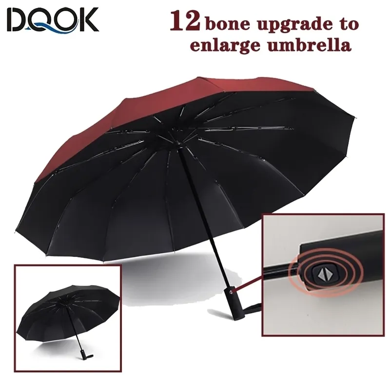 Parapluie pliant automatique coupe-vent femme mâle douze os voiture luxe grande entreprise parapluies hommes pluie femmes cadeau parasol 211124