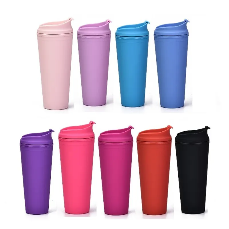 Tumbler fosco plástico de plástico duplo 22oz plásticos de plásticos em massa de tumblers com tampas para acampar do esporte ao ar livre por mar t9i001752