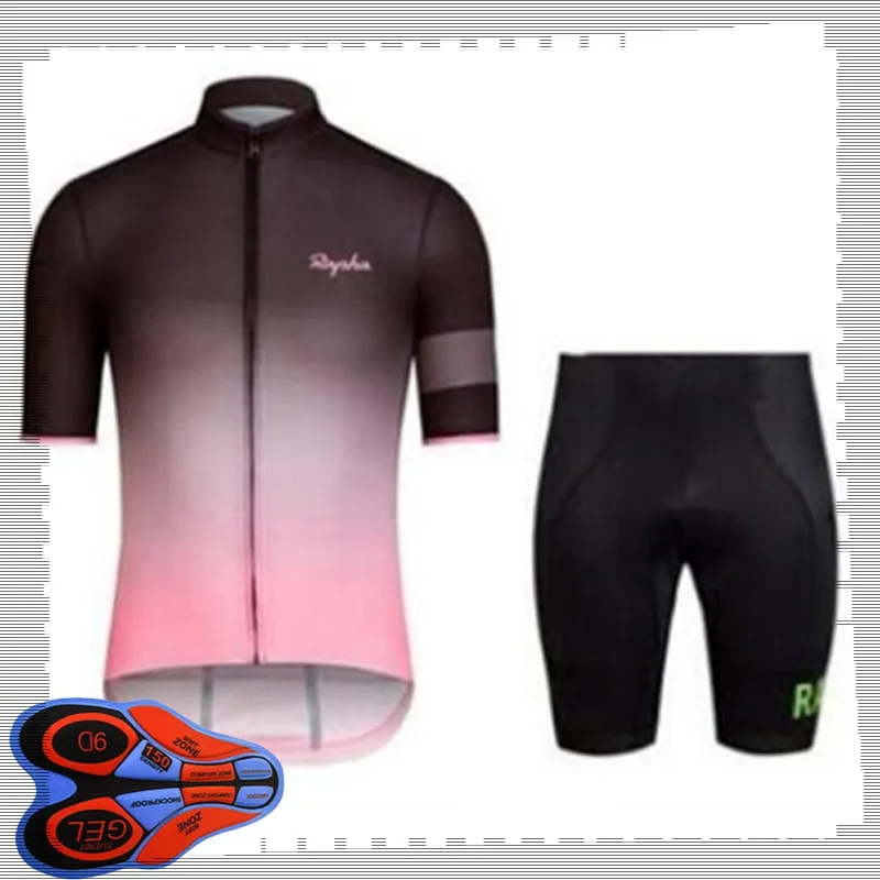Rapha Team Cycling Kortärmad Jersey (Bib) Shorts Sätter Mens Sommar Andningsväg Cykelkläder MTB Bike Outfits Sport Uniform Y21041461