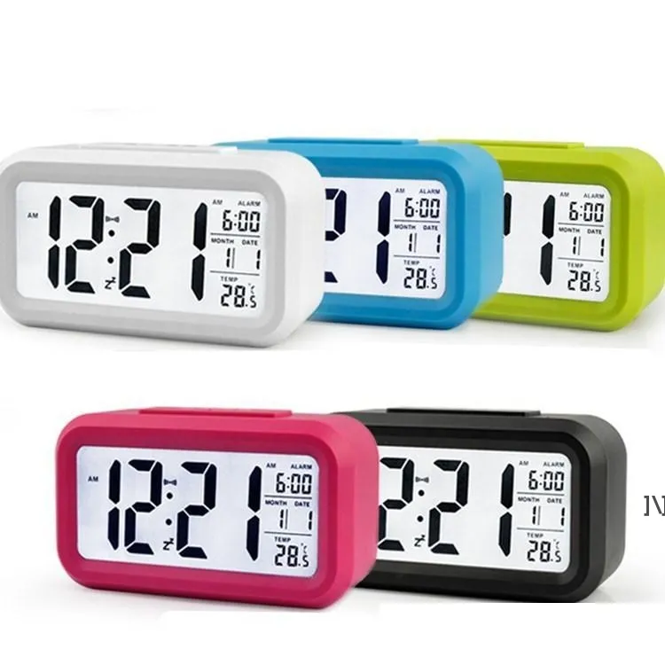 Таблица часы смарт-датчик ночь ночник цифровой будильник с термометрами термометр бесшумный стол прикроватный прикроватный пробуждение rrf12691