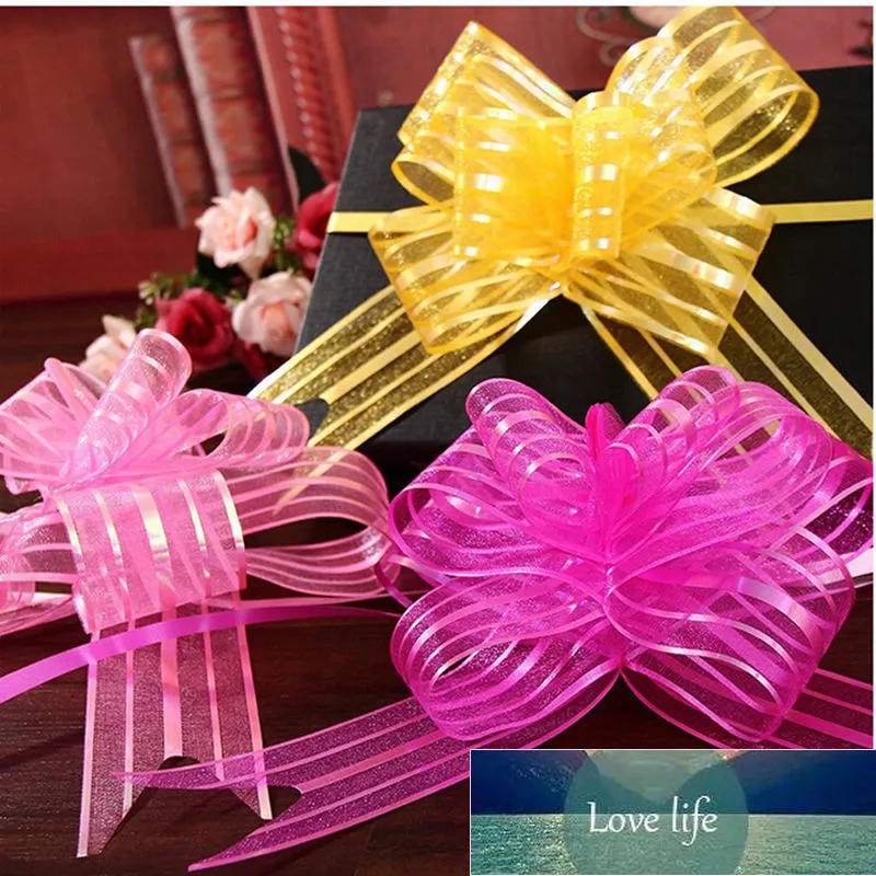 10 pcs/lot bricolage voiture de mariage pure guirlande 5 cm Organza tirer arcs cadeau ruban papillon cuisse main fleur guirlande 8 couleurs