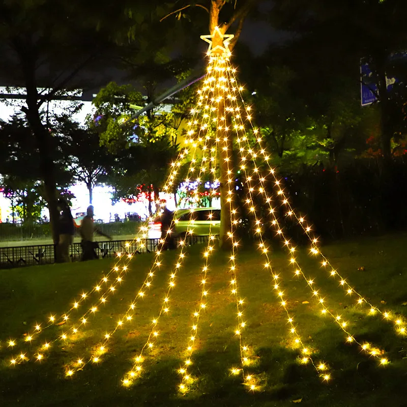 Guirlande lumineuse,Rideau lumineux de noël avec étoiles et lune, guirlande  lumineuse féerique pour l'extérieur, Patio, - Type Bleu