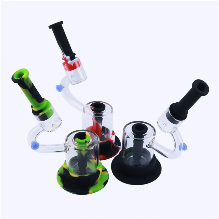 LED Silicone Bong Water Pipes DAB RIGHT Hookah Creatieve Microscoop vorm Siliconebongs met geschenkdoos