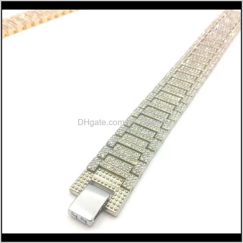 new hip hop bracelets rock style silver gold bracelets jewelry fashion iced out  cuban link chain bracelet for men 2280