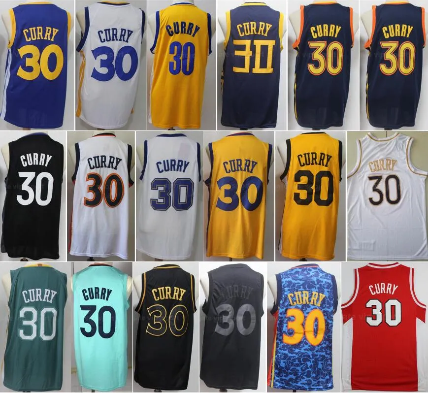 Stephen Curry Jersey30 Davidson Wildcats College Basketball Edition Tjänade Stad Alla Stitched Vintage Navy Blå Svart Vit Röd Grön Gul