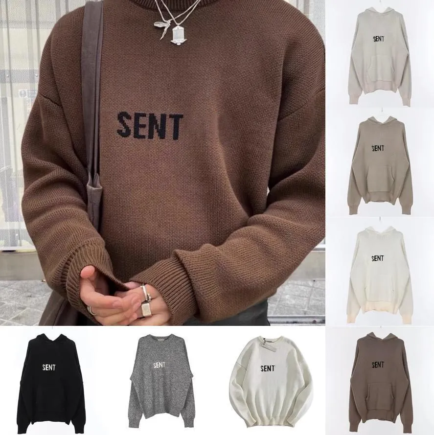 Stickad pullover Hooded Men's and Women's Sweater Trend Streetwear Overdimased Casual Hoodies High Street Par Dress Long Sleeve