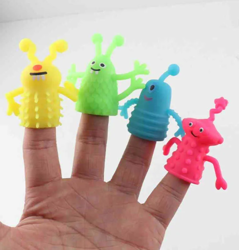 Squeeze finger monster glöd i de mörka ljusa lilla monster finger docka leksaker barn barn berättelse berättande prop mini fingertopp marionett fingertopp täcka leksak g7228pb