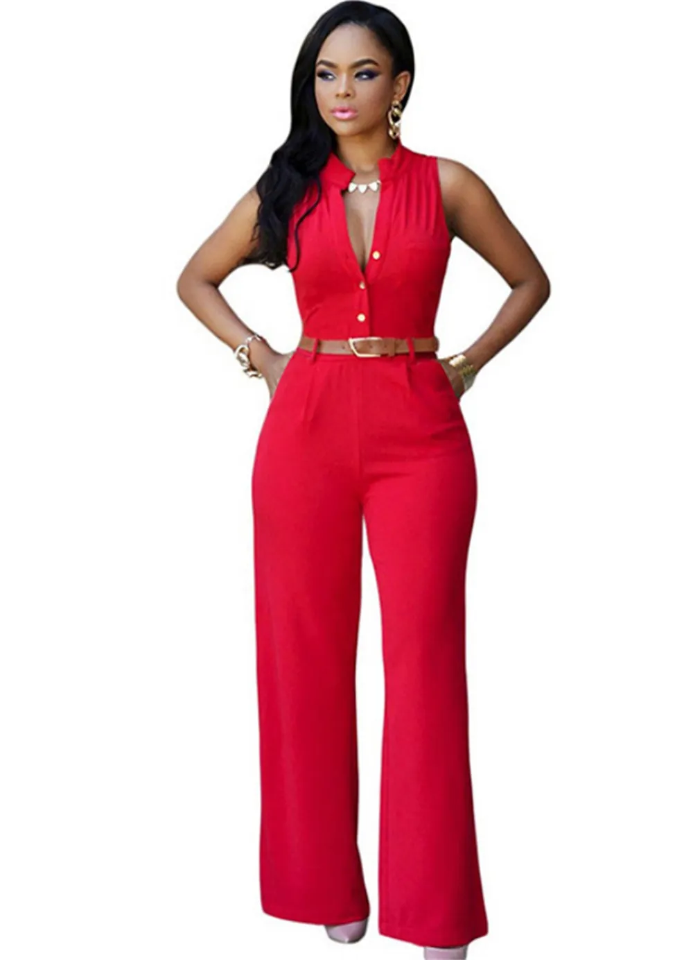 Vintage Army Green Bodycon Petite Wide Leg Jumpsuit For Women Sexy