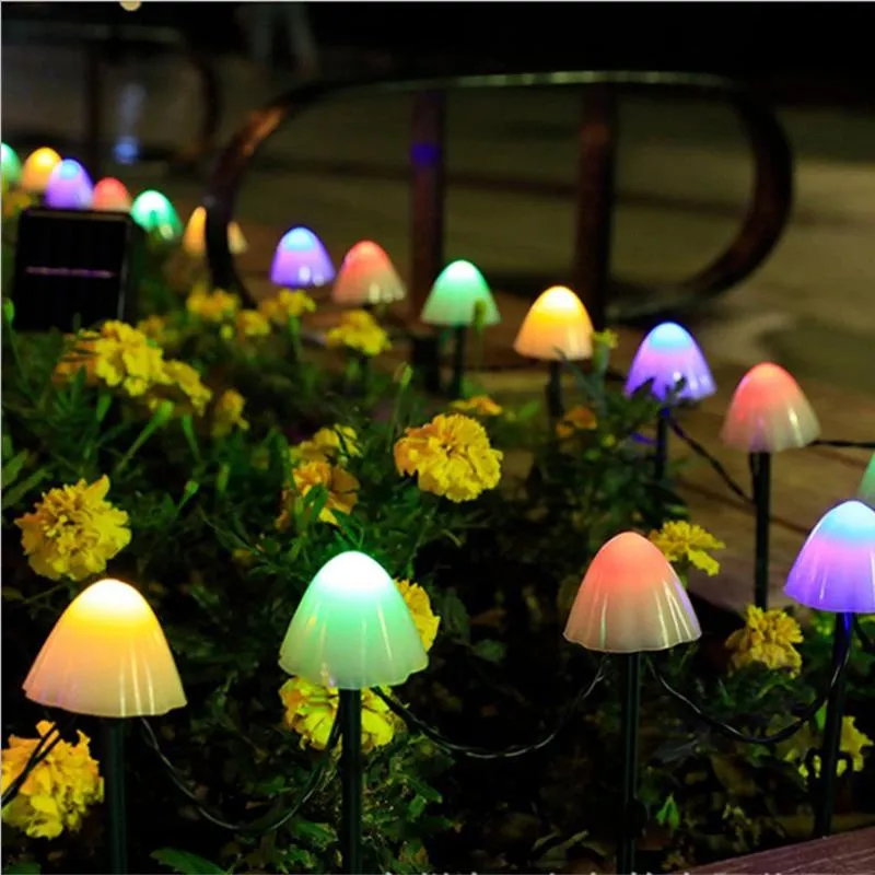 정원 장식에 대 한 태양 램프 야외 버섯 조명 IP65 방수 갈 랜드 파티오 뒷마당 요정 램프