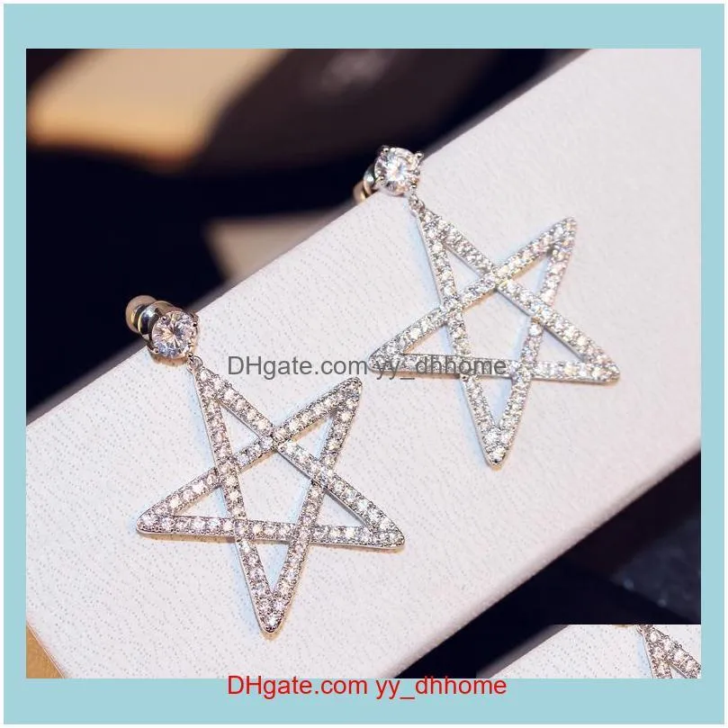 New exquisite luxury zircon star earrings ladies high quality fashion sexy high-end earrings trend wild ladies jewelry holiday gifts