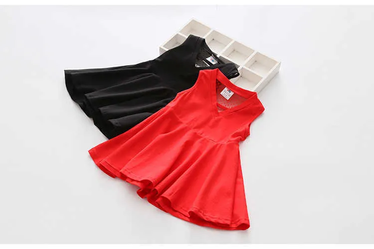  Summer 2-10 Years Children Party Prom V Neck Cute Backless Lace Solid Color Kids Sundress Tank Dresses For Girls 6 Years (10)