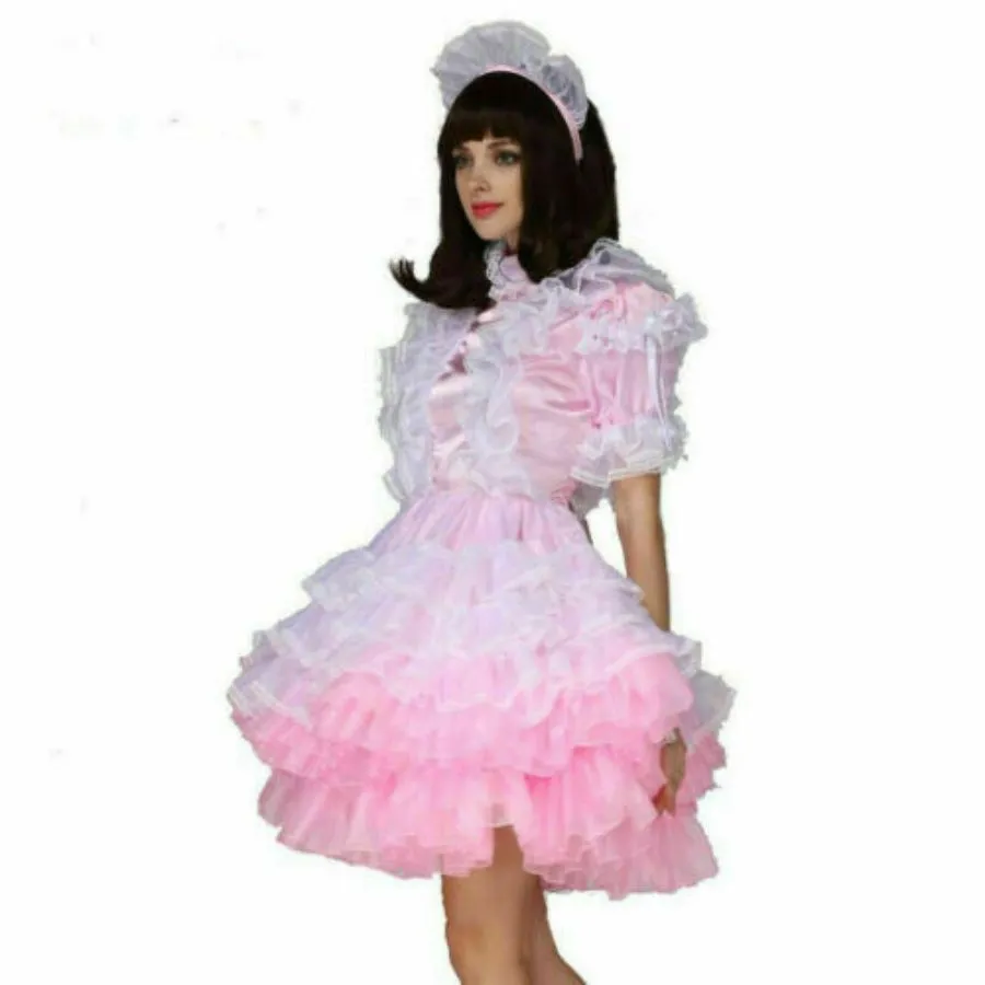 Sissy Maid Lockable Organza Light Pink Puffy Dress Tailor Made Costume ...
