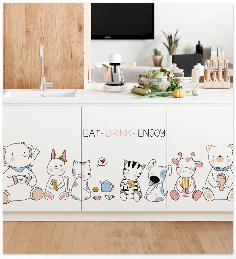 HOT Nordic Cartoon Wall Stickers Adhesive Nursery Decals For Girls Kids ...