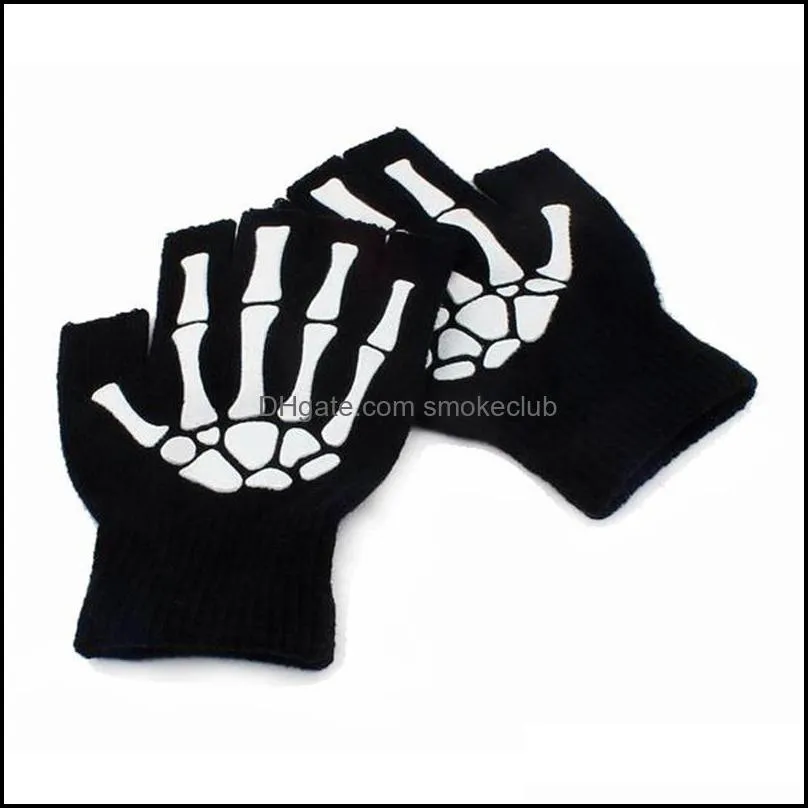 Cycling Gloves 1 Pair Knitting Women Men Half Finger Skeleton Mittens Hand Warmer Claw Unisex