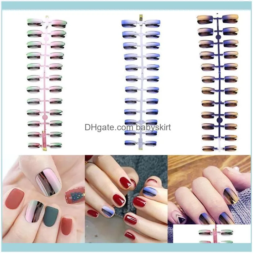 Mixed 6 Colors Fake Nails Make Up Excellent ABS Artificial Full Short Round Flat Head Tips Multiple Suit One`s Demand1