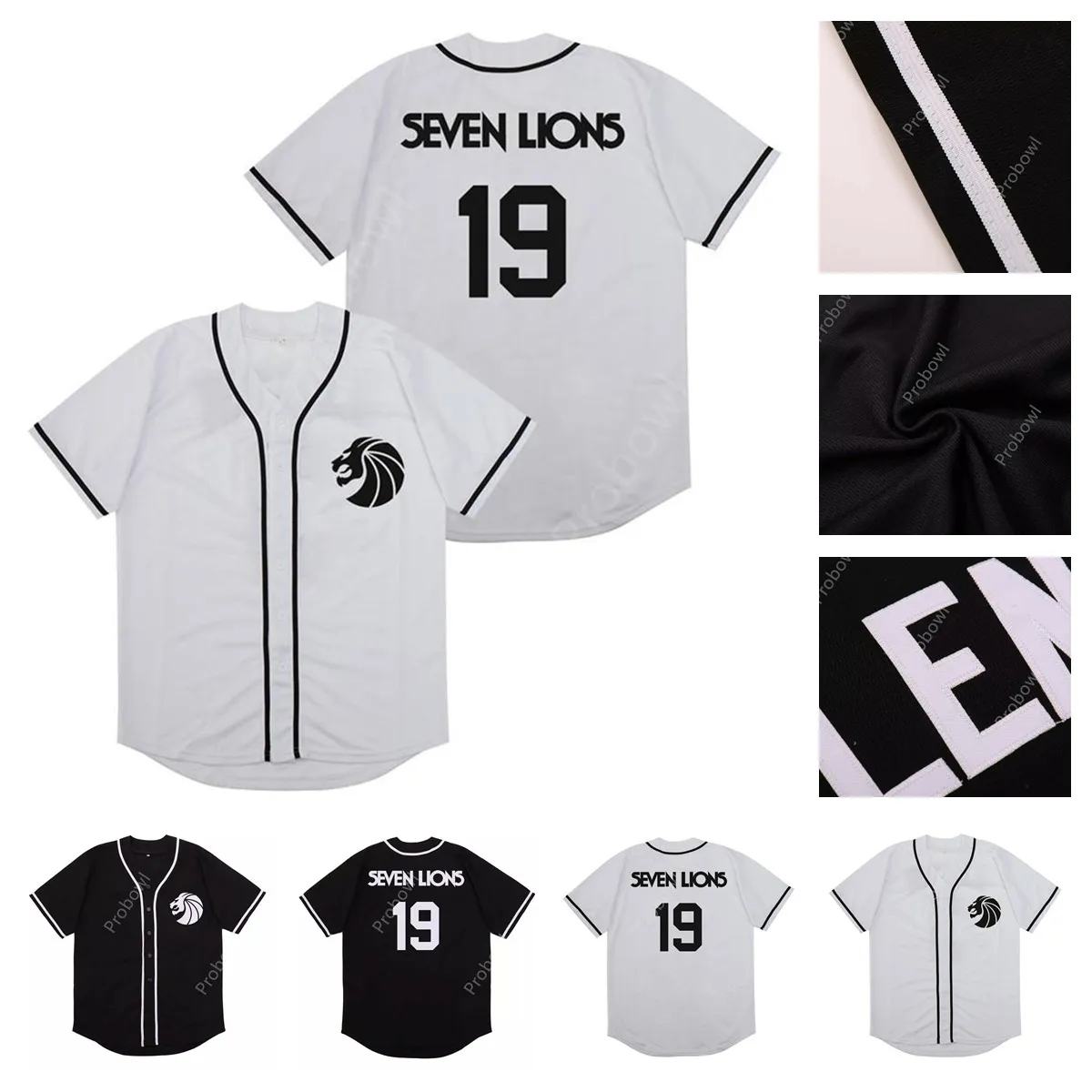Maillot de Baseball pour hommes, maillot de Baseball Seven Lions 19 Dj Illenium, blanc, cousu, édition à la mode